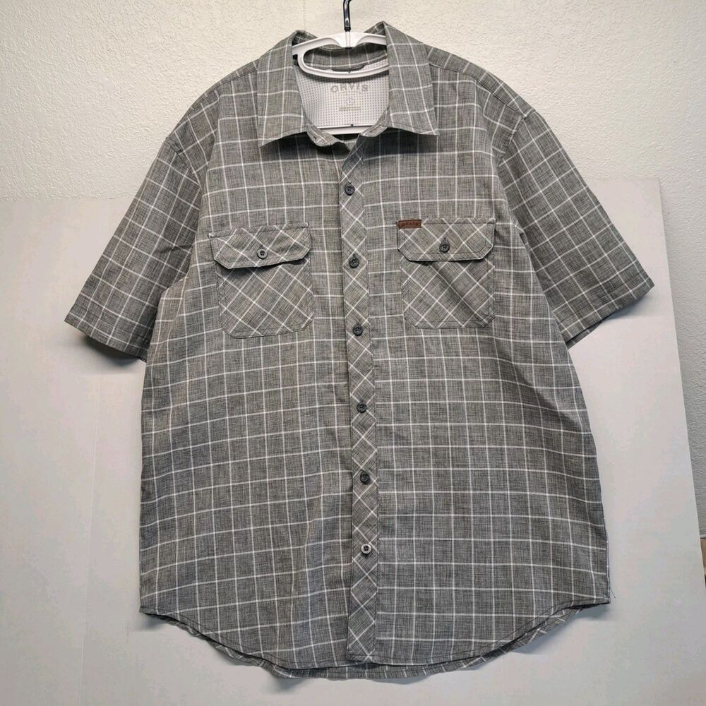 Orvis Men’s L Short Sleeve Button Up Shirt Gray Check